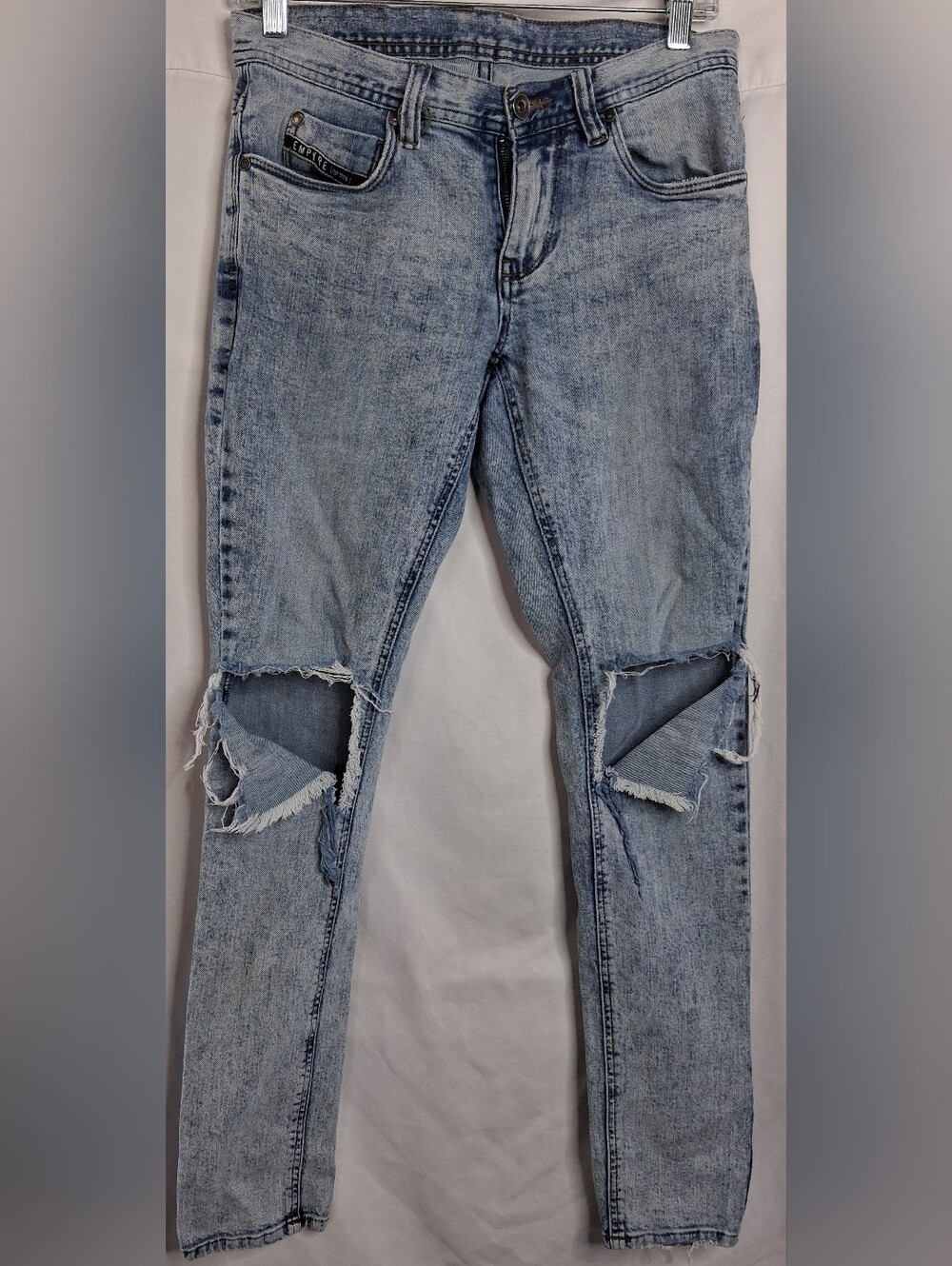 Empyre Mens Light Wash Blue Distressed Skinny Slim Stretch Jeans 30